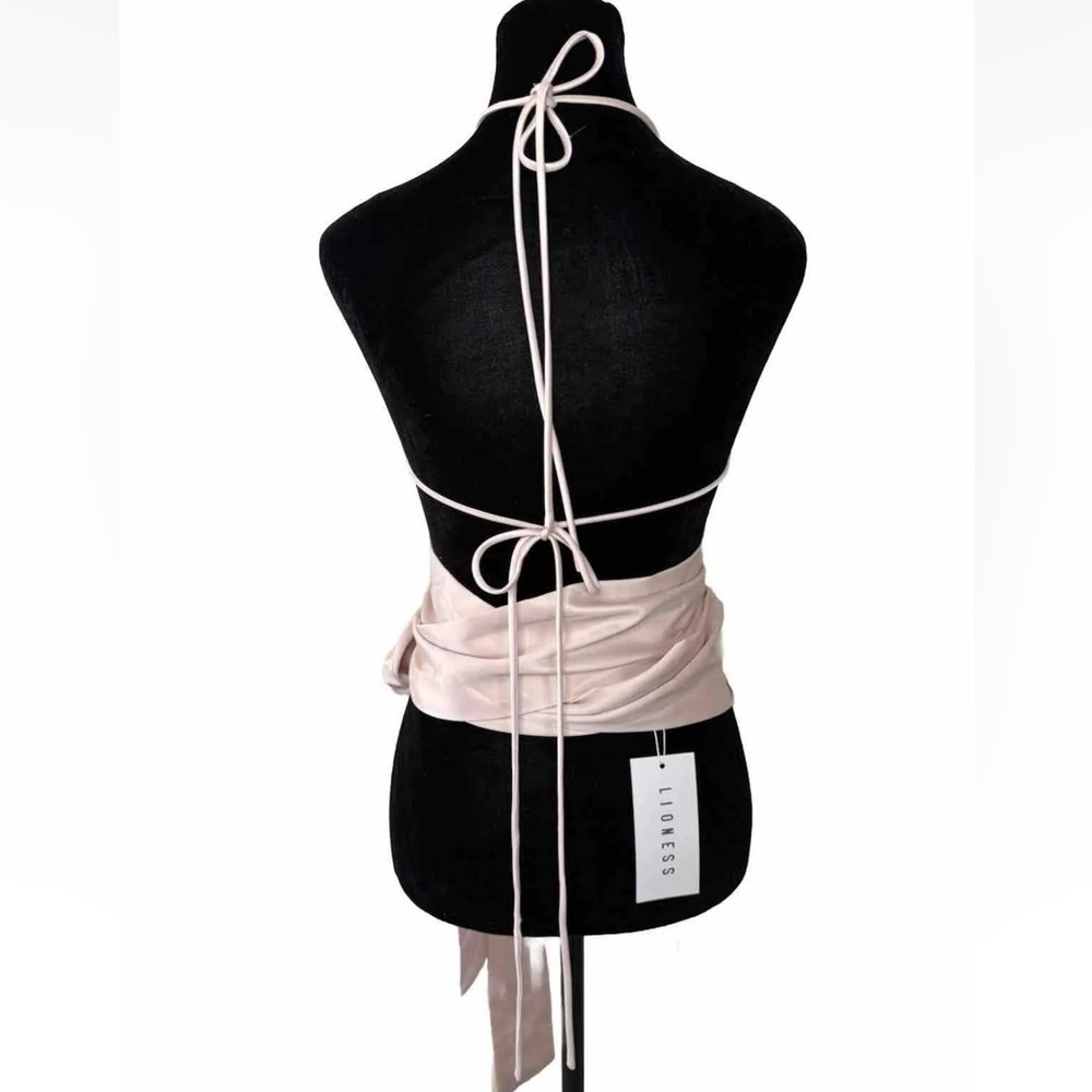 NWT Lioness Top XL Hands Off Me Satin Wrap Crop Blush Wear Multi Ways Festival - Picture 6 of 13